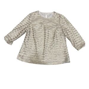 Boden 14 gold sequin 1/2 sleeve top formal blouse lined striped TB 3264